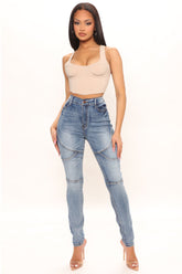 Body Language Seamed Skinny Jeans - Medium Wash Ins Street